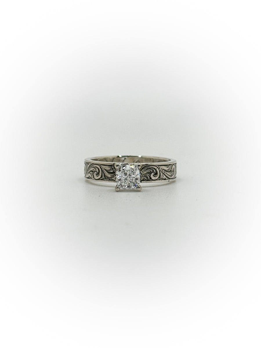 Engraved Solitaire Engagement Ring (Custom Order Spot)