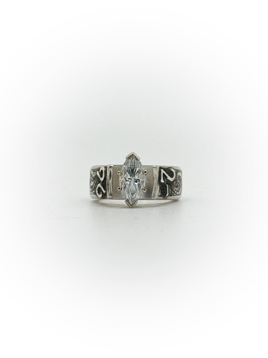 Cathedral Engraved Engagement Ring (Custom Order Spot)