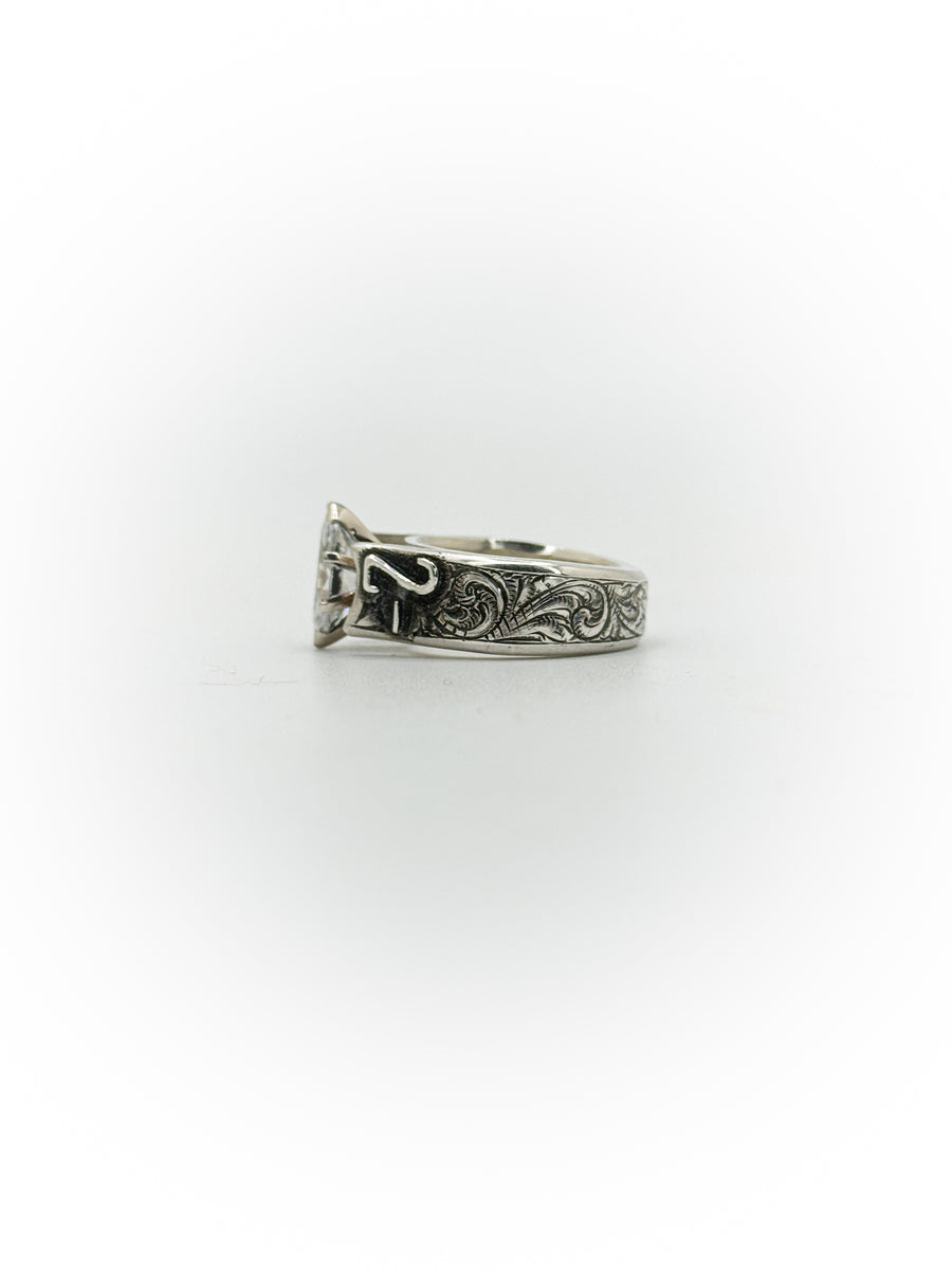 Cathedral Engraved Engagement Ring (Custom Order Spot)