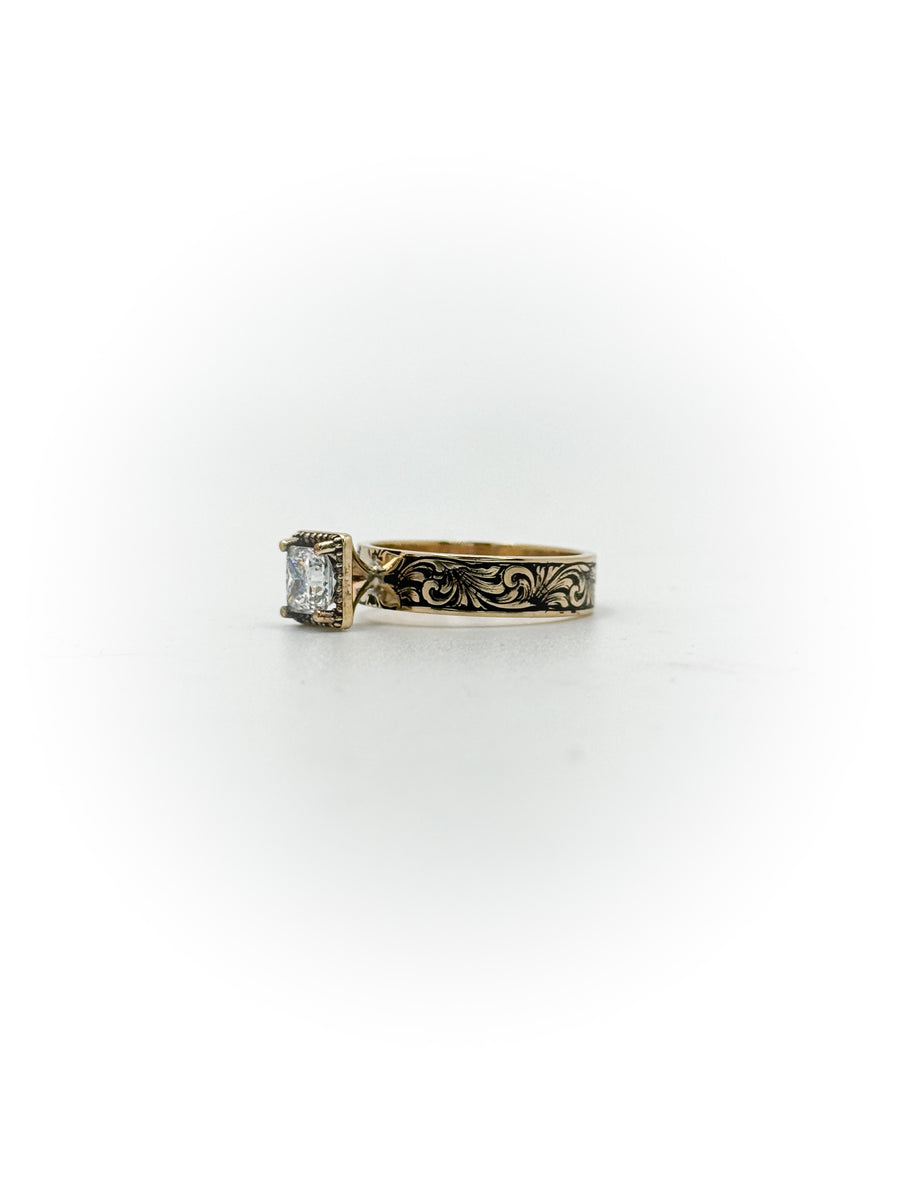 Engraved Solitaire Engagement Ring (Custom Order Spot)